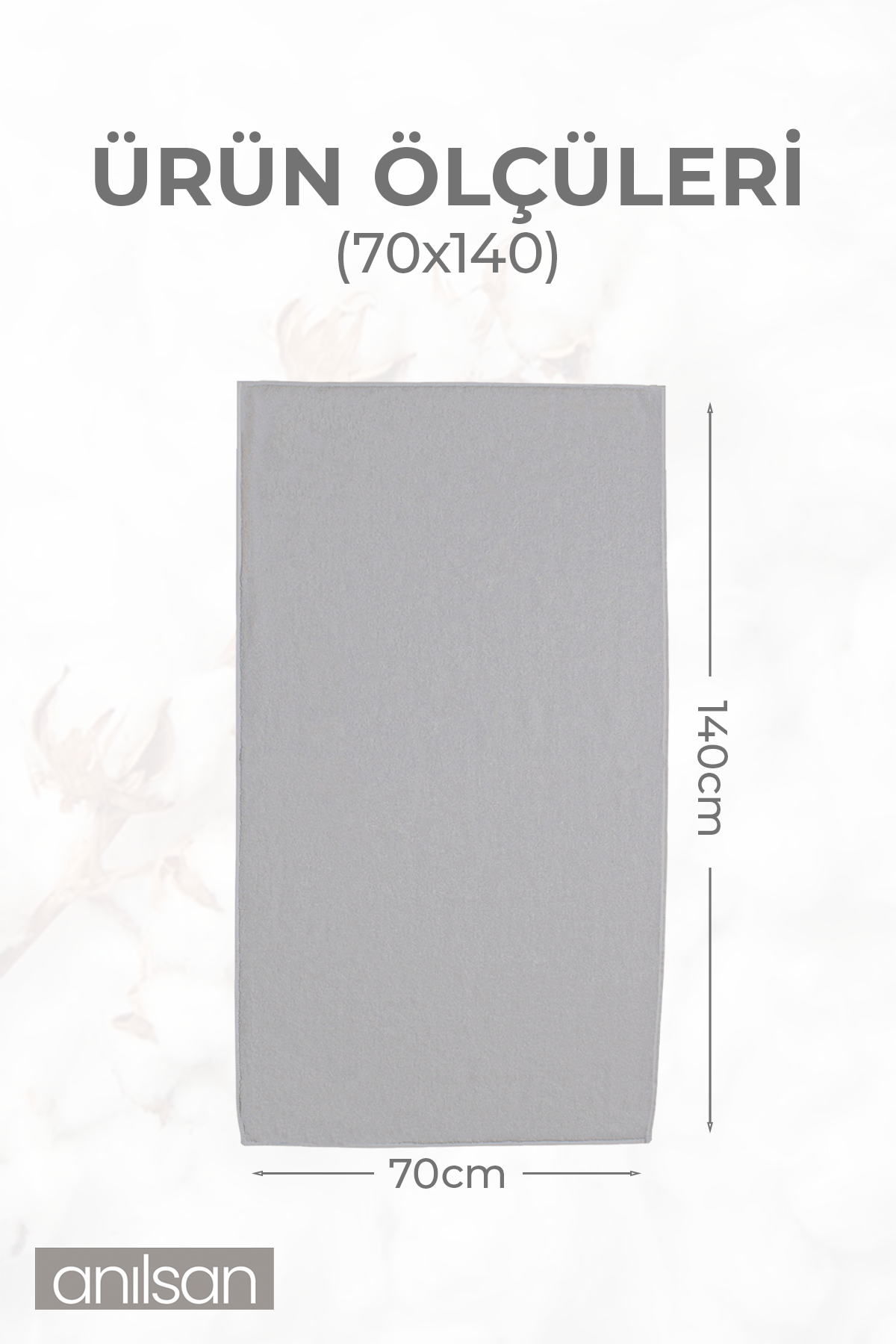 2'li Düz Gri Banyo Havlusu - 70x140 Cm, 490 Gr, %100pamuk, Spa Ve Otel Havlusu