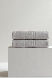 2'li Gri Greek Banyo Havlusu - 70x140 Cm, 490 Gr, %100pamuk, Spa Ve Otel Havlusu