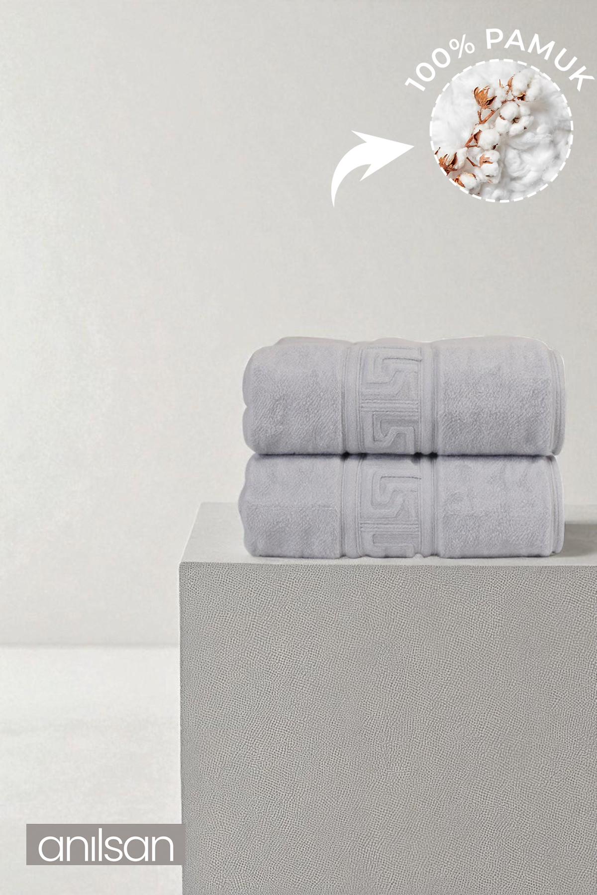 2'li Gri Greek El Havlusu - 50x90 Cm, 225 Gr, %100 Pamuk, Spa Ve Otel Havlusu