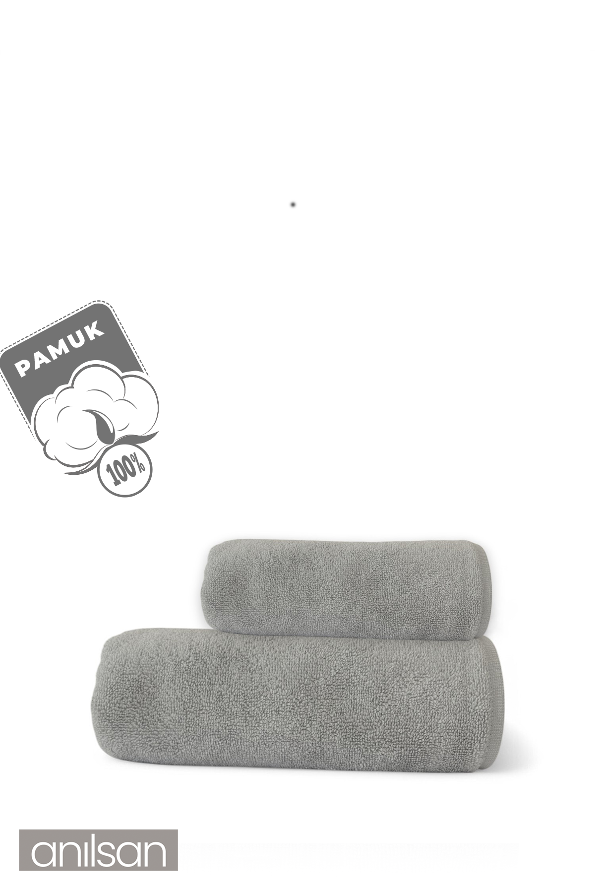 2'li Gri Havlu Seti %100 Pamuk - 1 Adet El Havlusu 50x90 ve 1 Adet Banyo Havlusu 70x140