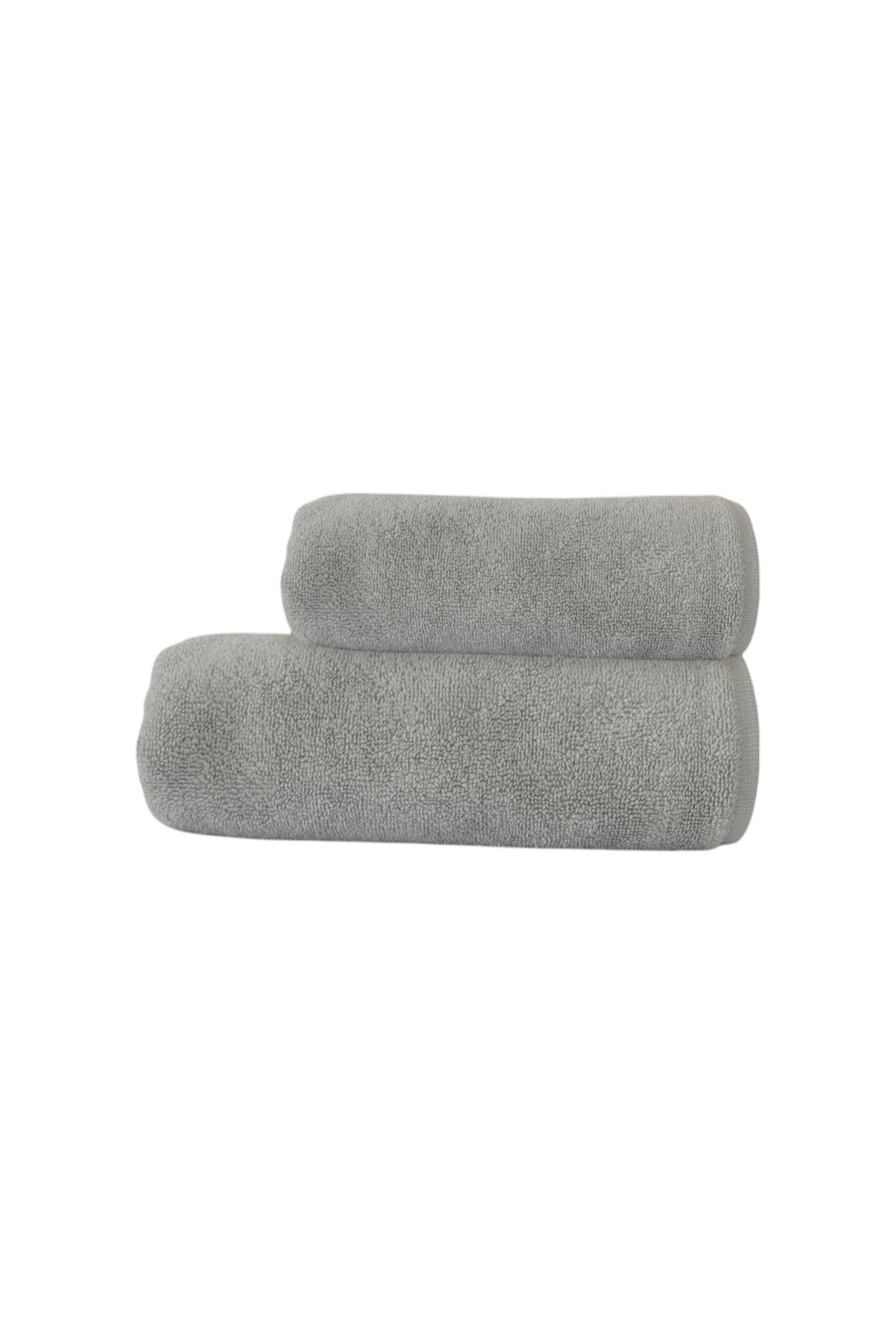 2'li Gri Havlu Seti %100 Pamuk - 1 Adet El Havlusu 50x90 ve 1 Adet Banyo Havlusu 70x140