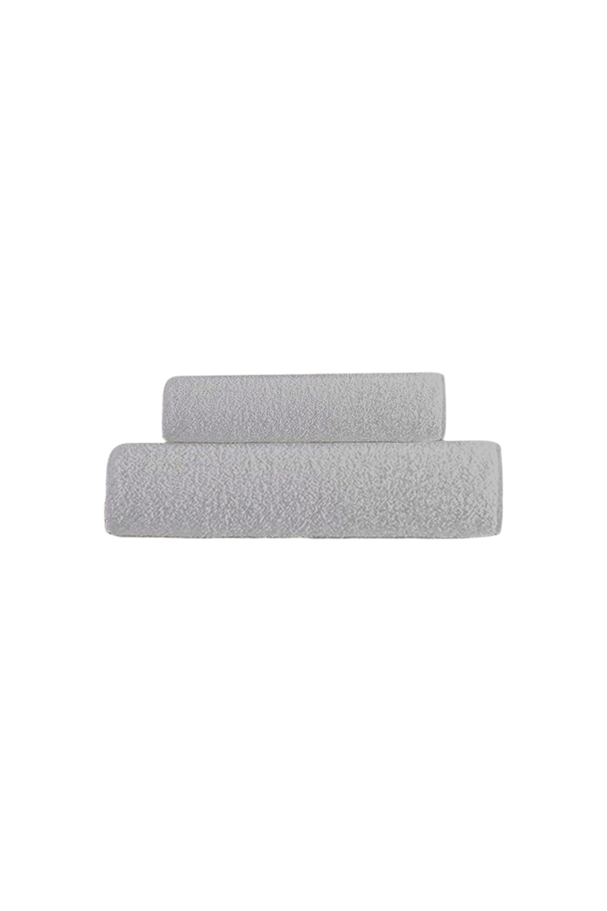 2'li Düz Gri Havlu Seti %100 Pamuk - 1 Adet El Havlusu 50x90 ve 1 Adet Banyo Havlusu 70x140