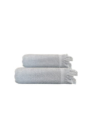 2'li Gri Jelena Havlu Seti %100 Pamuk  - 1 Adet El Havlusu 50x90 ve 1 Adet Banyo Havlusu 70x140