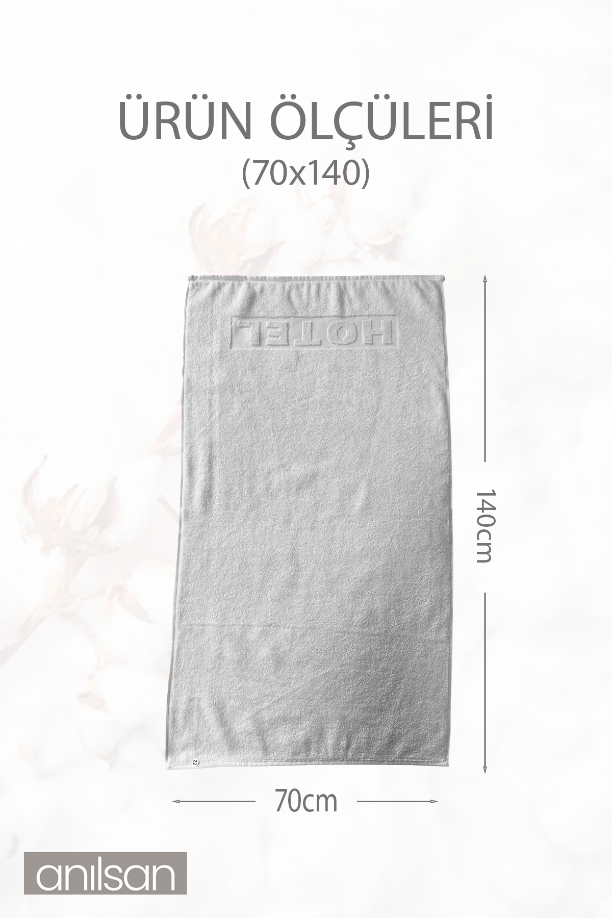 2'li Hotel Logo Banyo Havlusu - 70x140 Cm, 490 Gr, %100 Pamuk, Spa Ve Otel Havlusu