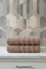 2'li Işıl Premium Banyo Havlusu 70x140cm - Bej - %100 Pamuk - 600 gr/m2