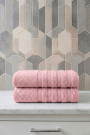 2'li Işıl Premium Banyo Havlusu 70x140cm - Pembe - %100 Pamuk - 600 gr/m2