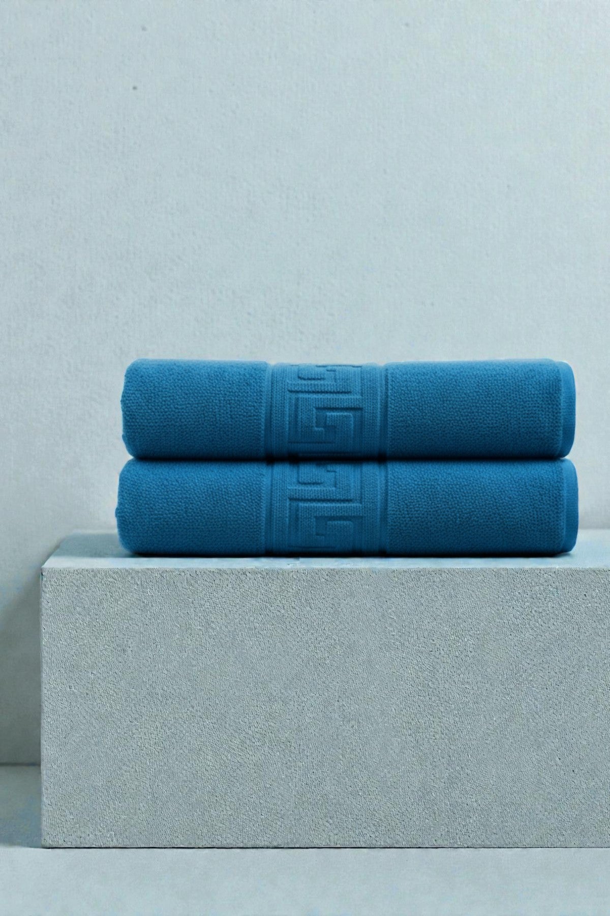 2'li Turkuaz Greek Banyo Havlusu - 70x140 Cm, 490 Gr, %100pamuk, Spa Ve Otel Havlusu