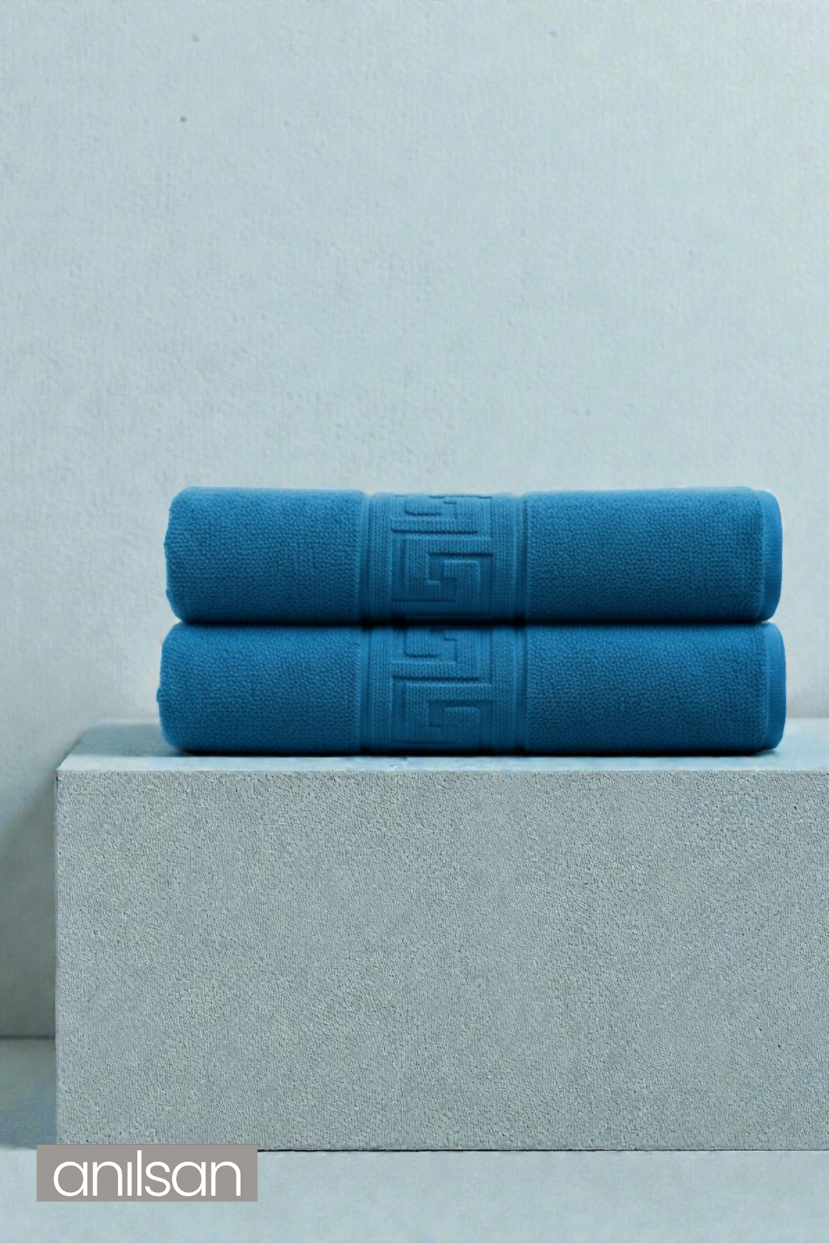 2'li Turkuaz Greek Banyo Havlusu - 70x140 Cm, 490 Gr, %100pamuk, Spa Ve Otel Havlusu