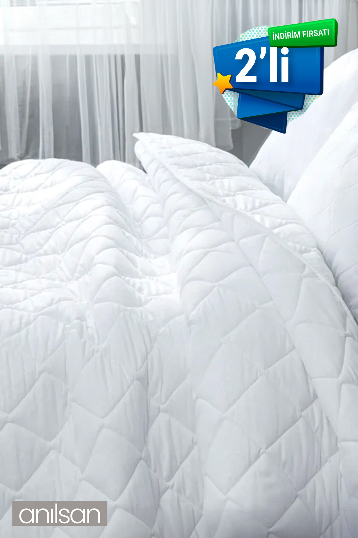 2'li Mikrofiber Çift Kişilik Battal Boy Yorgan, 225x215cm