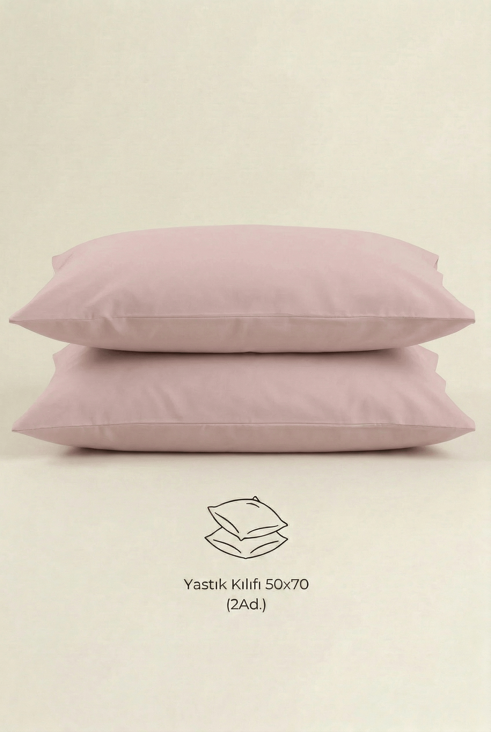 Camelia 2'li Pudra Yastık Kılıfı – 50x70 Cm, %100 Pamuk