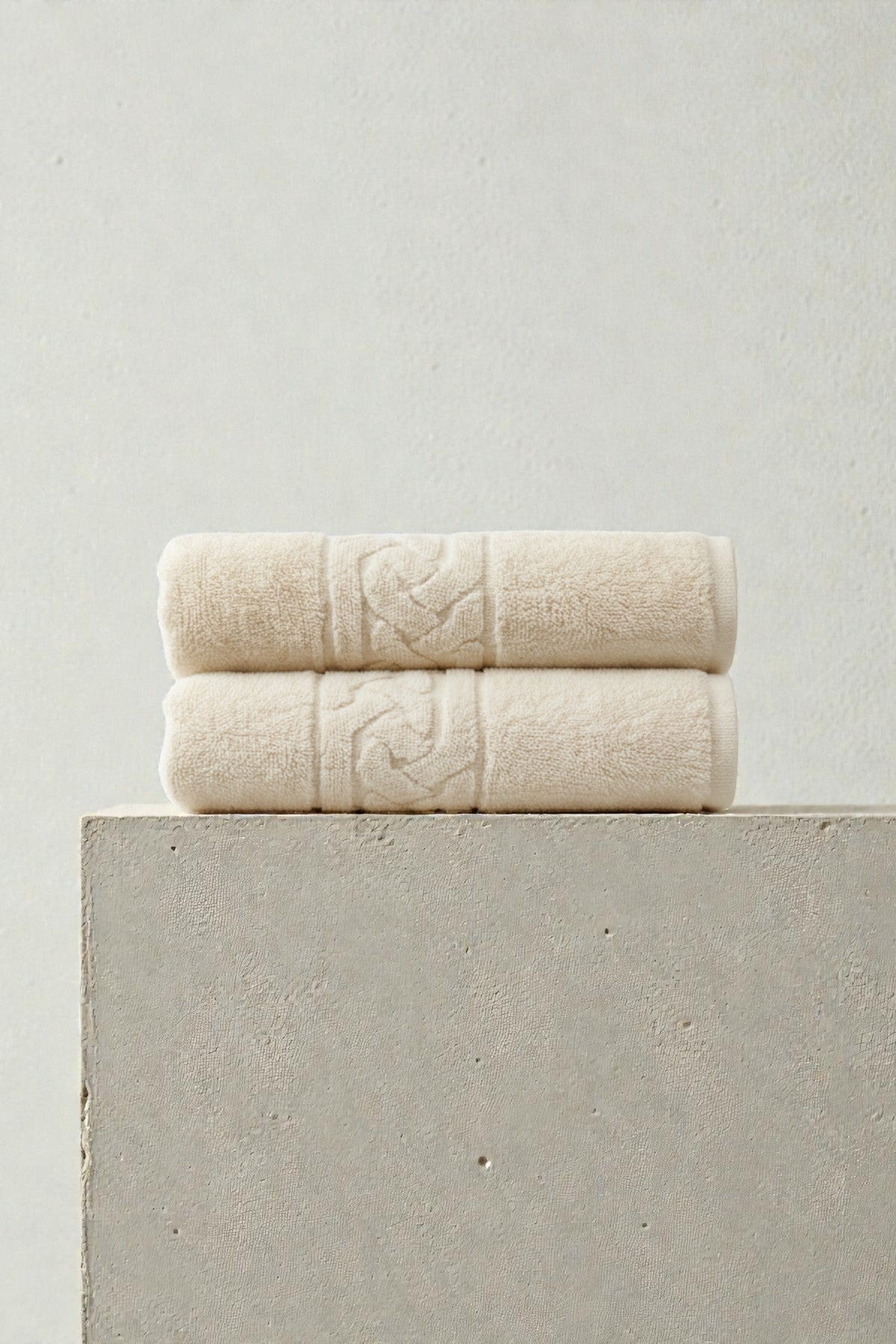 2'li Rita Ekru Banyo Havlusu - 70x140 Cm, 490Gr, %100 Pamuk, Spa Ve Otel Havlusu