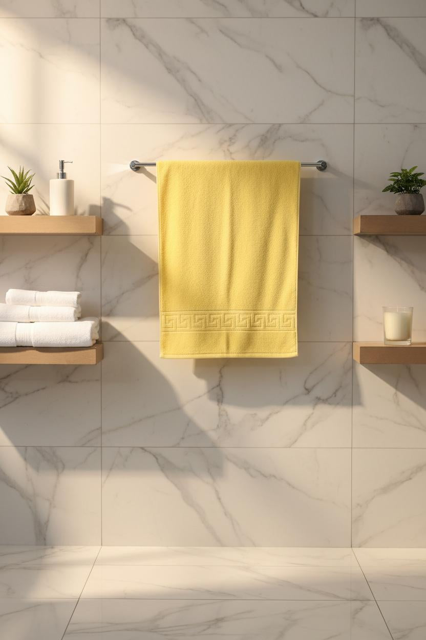2'li Sarı Greek El Havlusu - 50x90 Cm, 225 Gr, %100 Pamuk, Spa Ve Otel Havlusu