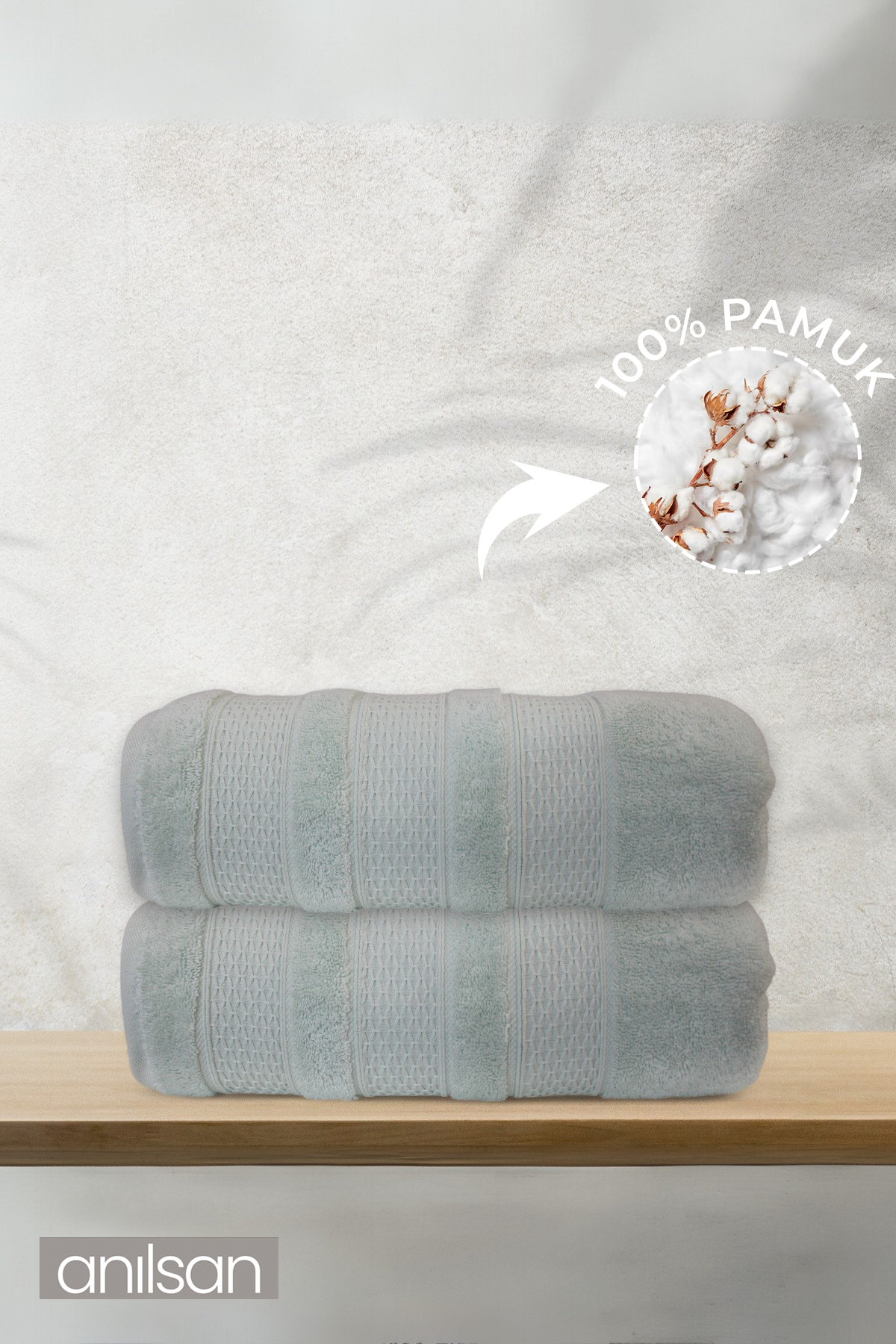 2'li Solen Banyo Havlusu - 70x140 Cm, 570gr, %100 pamuk, Spa Ve Otel Havlusu