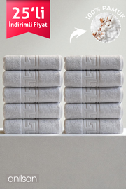 25'li Gri Greek El Havlusu - 50x90 Cm, 225gr, %100 Pamuk, Spa Ve Otel Havlusu