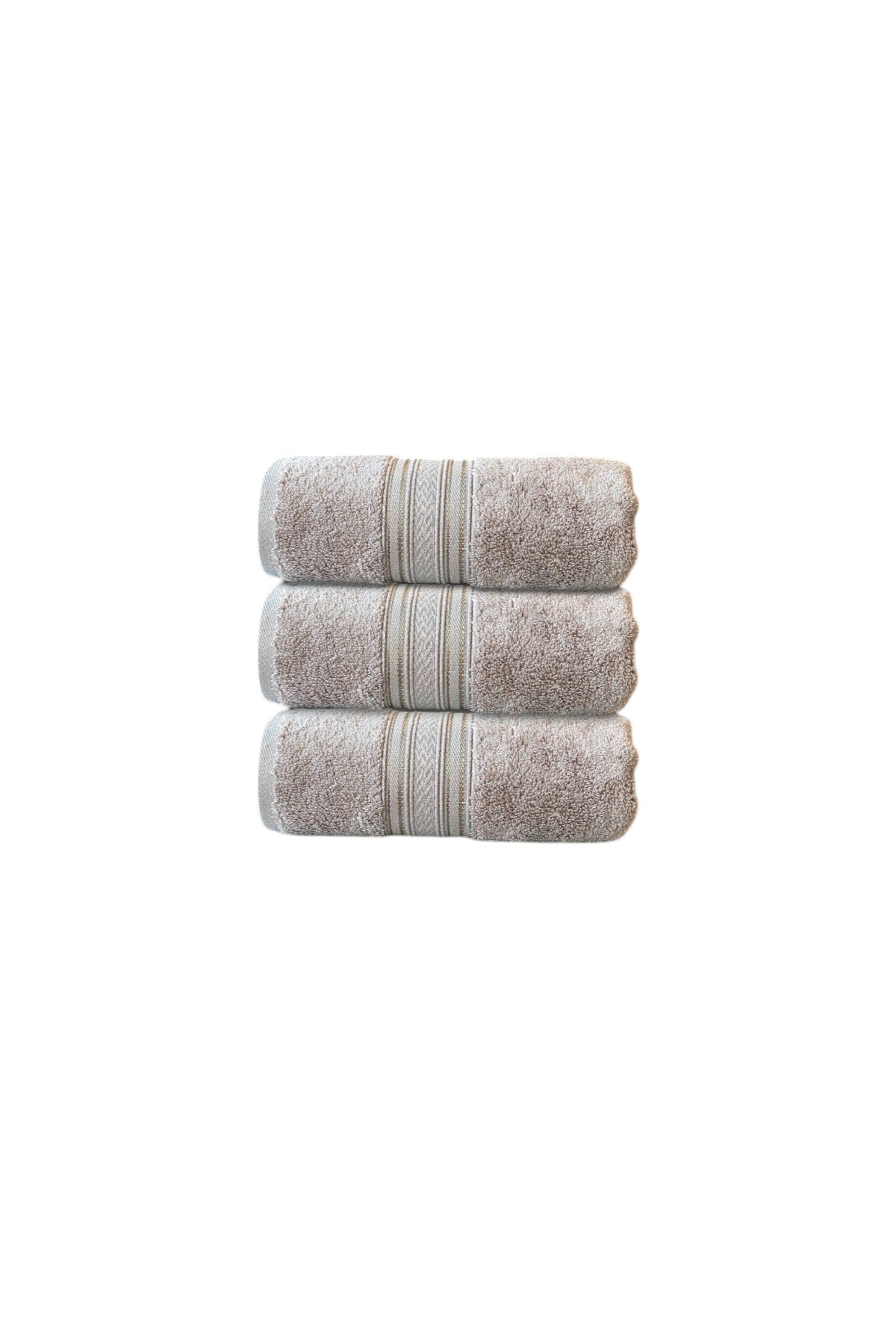 3'lü Kahverengi Süper Soft Bordürlü El Havlusu - 50x90 Cm, 250 Gr, %100 Pamuk, Spa Ve Otel Havlusu