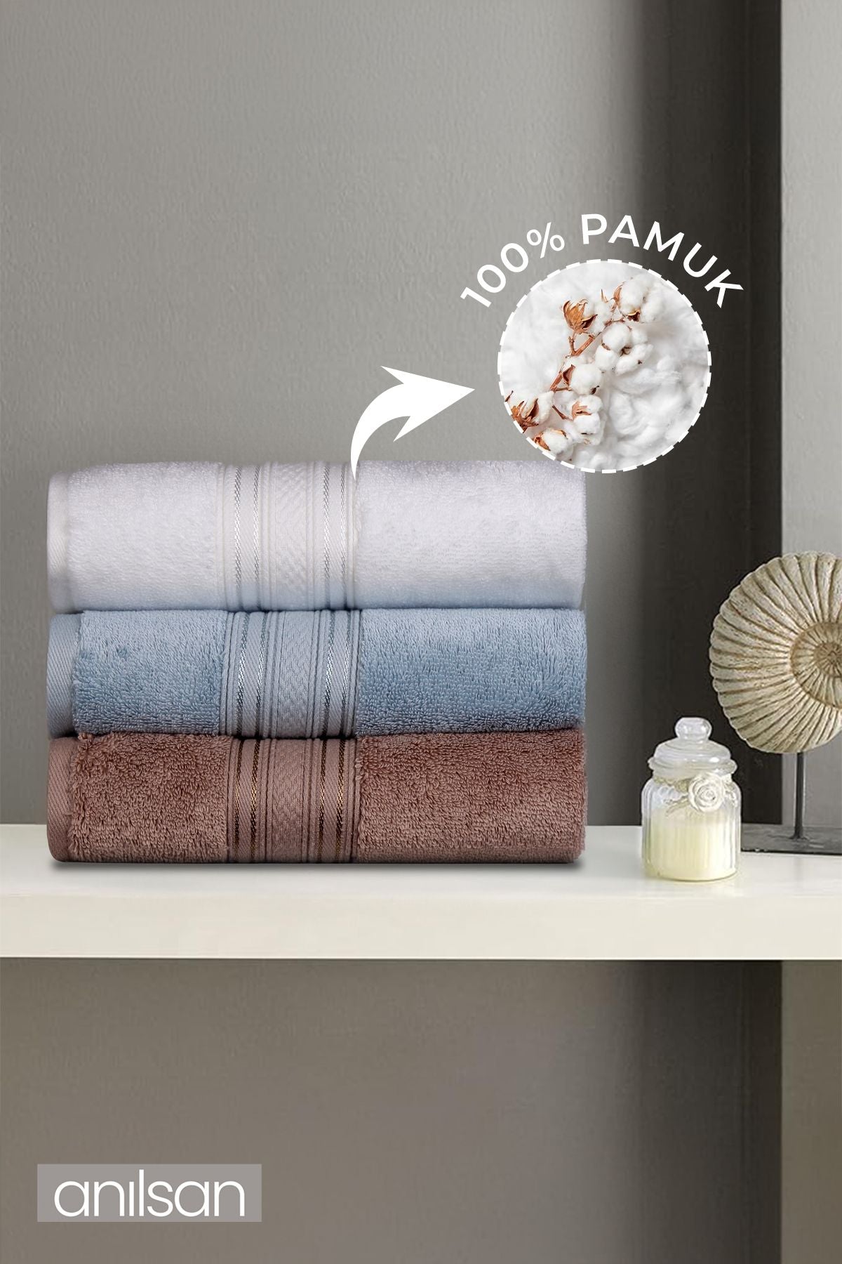 3'lü Süper Soft Bordürlü El Havlusu Seti - 50x90 Cm, 250 Gr, %100 Pamuk, Spa Ve Otel Havlusu