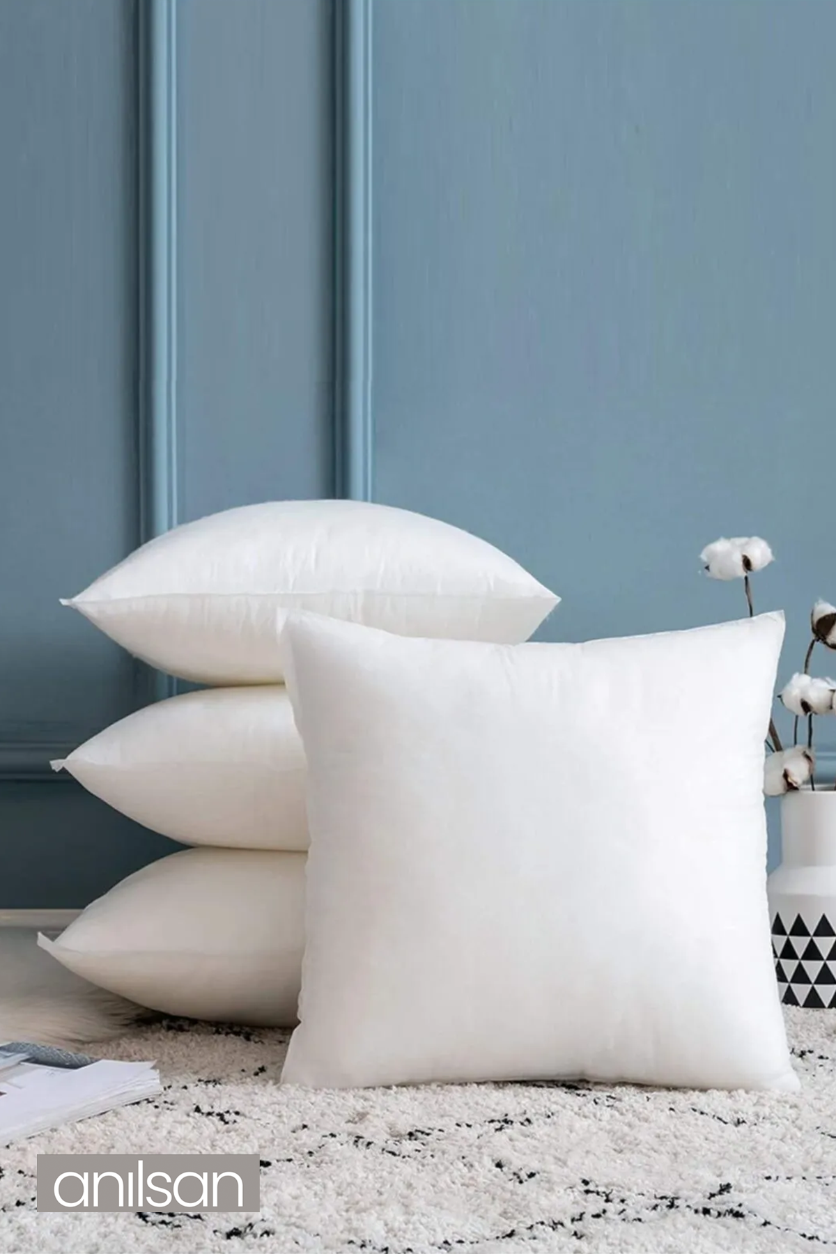 4 Adet Kırlent Iç Yastık 350GR Ekstra Dolgun Koltuk Yastığı Balkon Bahçe Aksesuar Yastığı  45x45