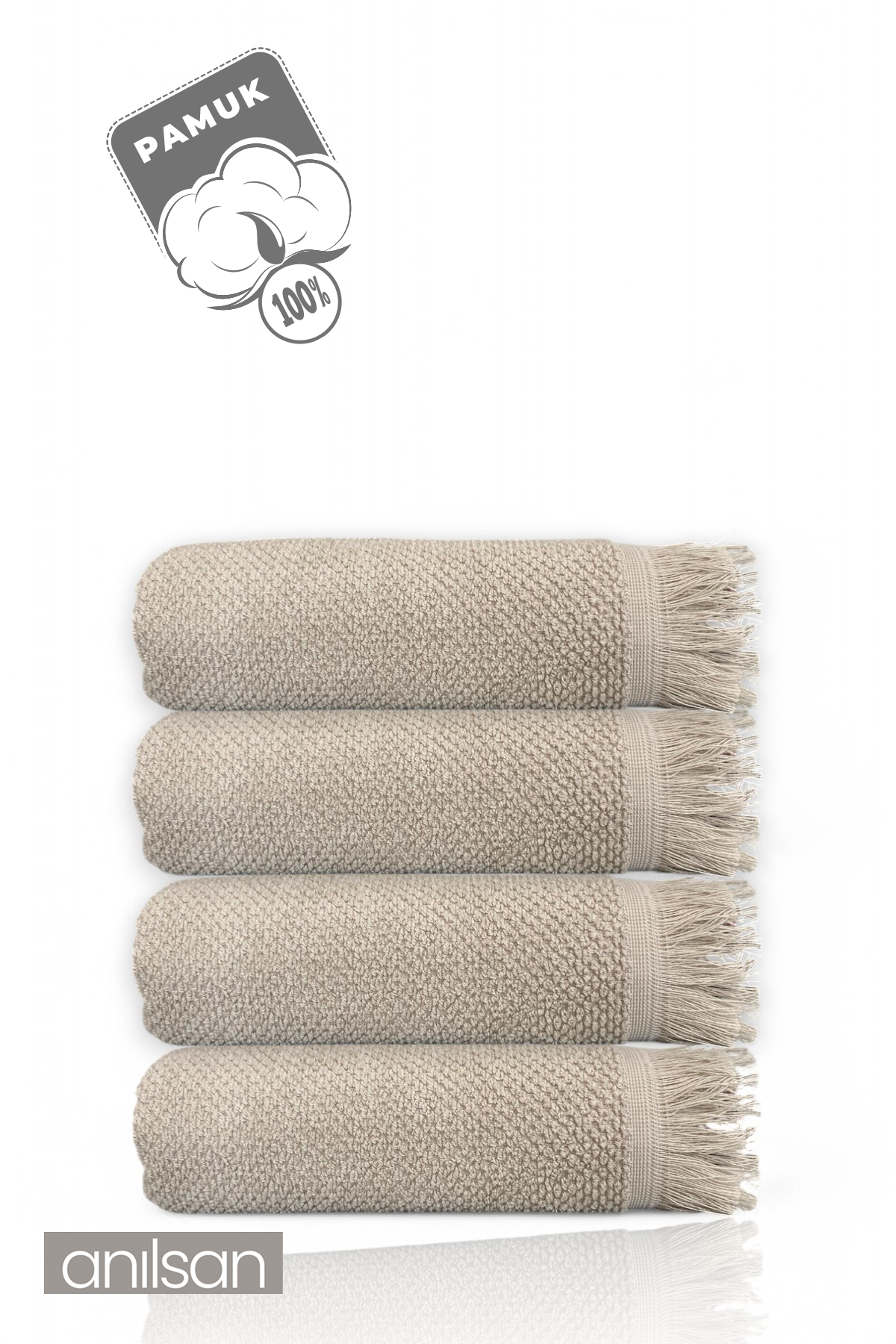 4'lü Bej Jelena Banyo Havlusu-70x140 Cm, 490 Gr, %100pamuk, Spa Ve Otel Havlusu Uy