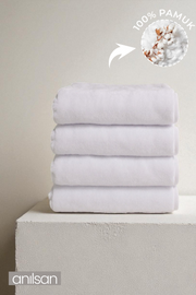4'lü Düz Beyaz Banyo Havlusu - 70x140 Cm, 490 Gr, %100pamuk, Spa Ve Otel Havlusu