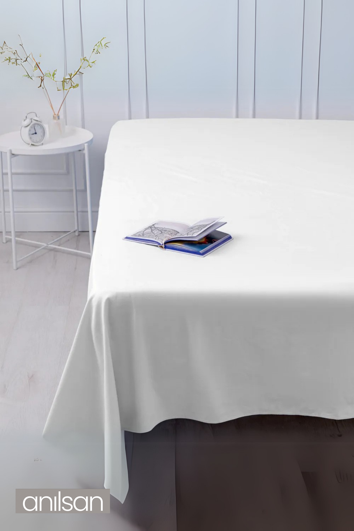 Camelia Tek/Çift Kişilik Düz Ranforce Lastiksiz Çarşaf - Beyaz %100 Pamuk