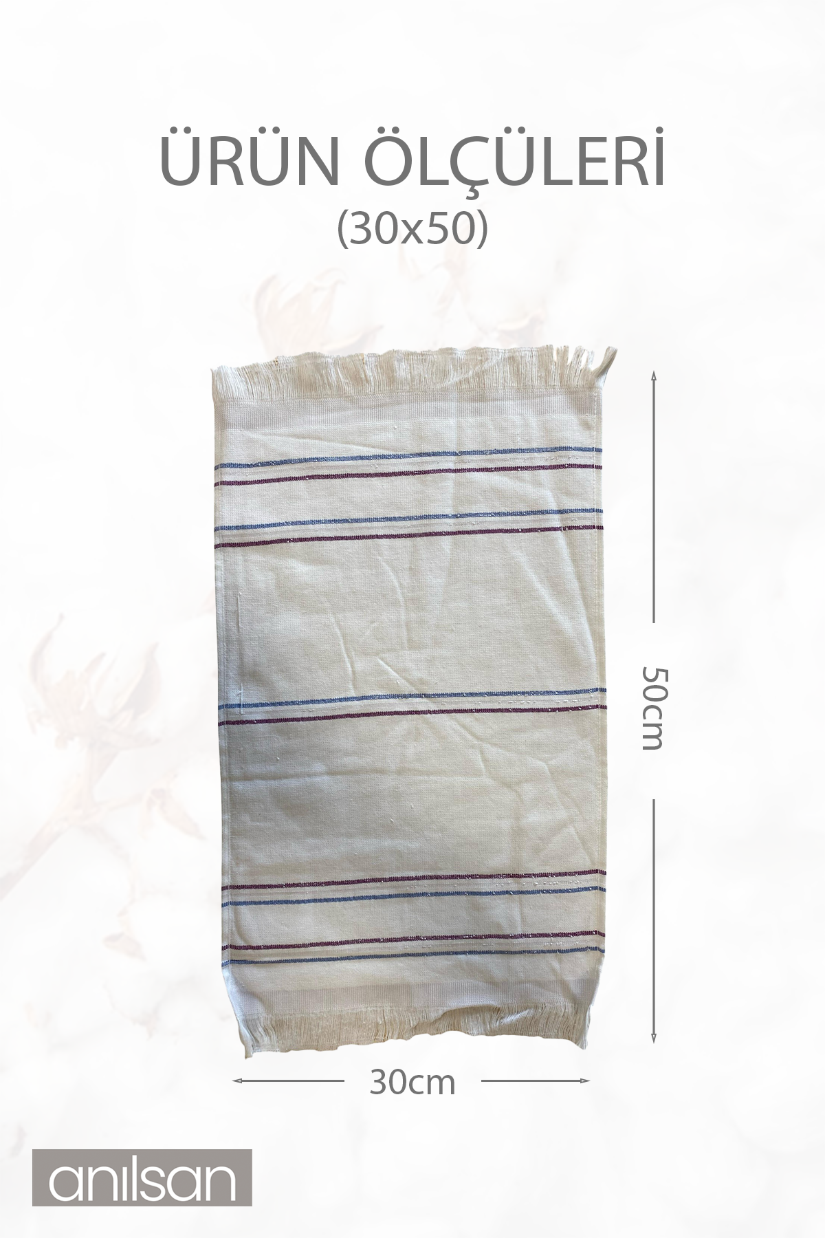 4'lü Beyaz Çizgili Düğün Havlusu 62Gr %100 Pamuk 30x50 cm El ve Yüz Havlusu