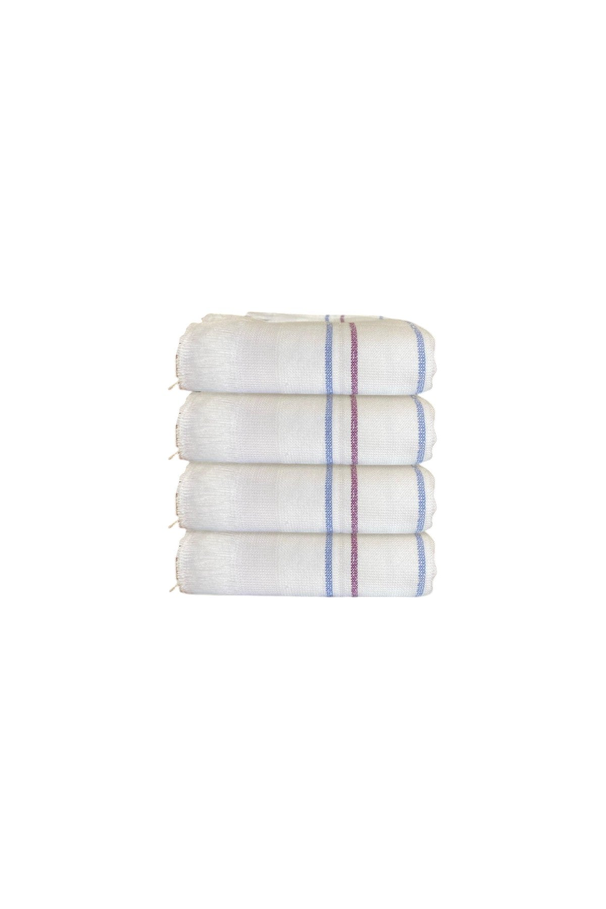 4'lü Beyaz Çizgili Düğün Havlusu 62Gr %100 Pamuk 30x50 cm El ve Yüz Havlusu