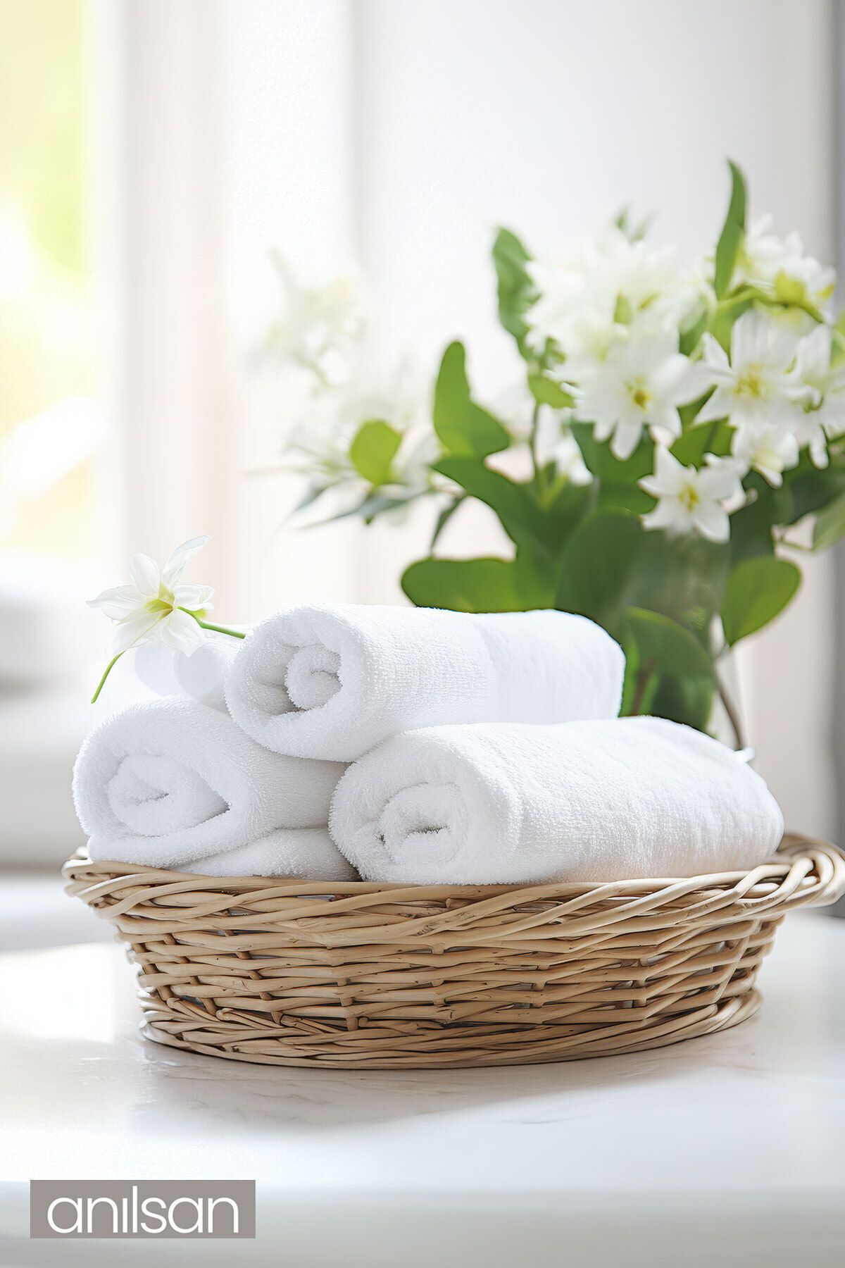 4'lü Beyaz El Havlusu - 50x90 Cm, 225 Gr, %100 Pamuk, Spa Ve Otel Havlusu