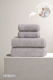 4'lü Gri Havlu Set %100 Pamuk - 2 Adet El Havlusu 50x90 ve 2 Adet Banyo Havlusu 70x140