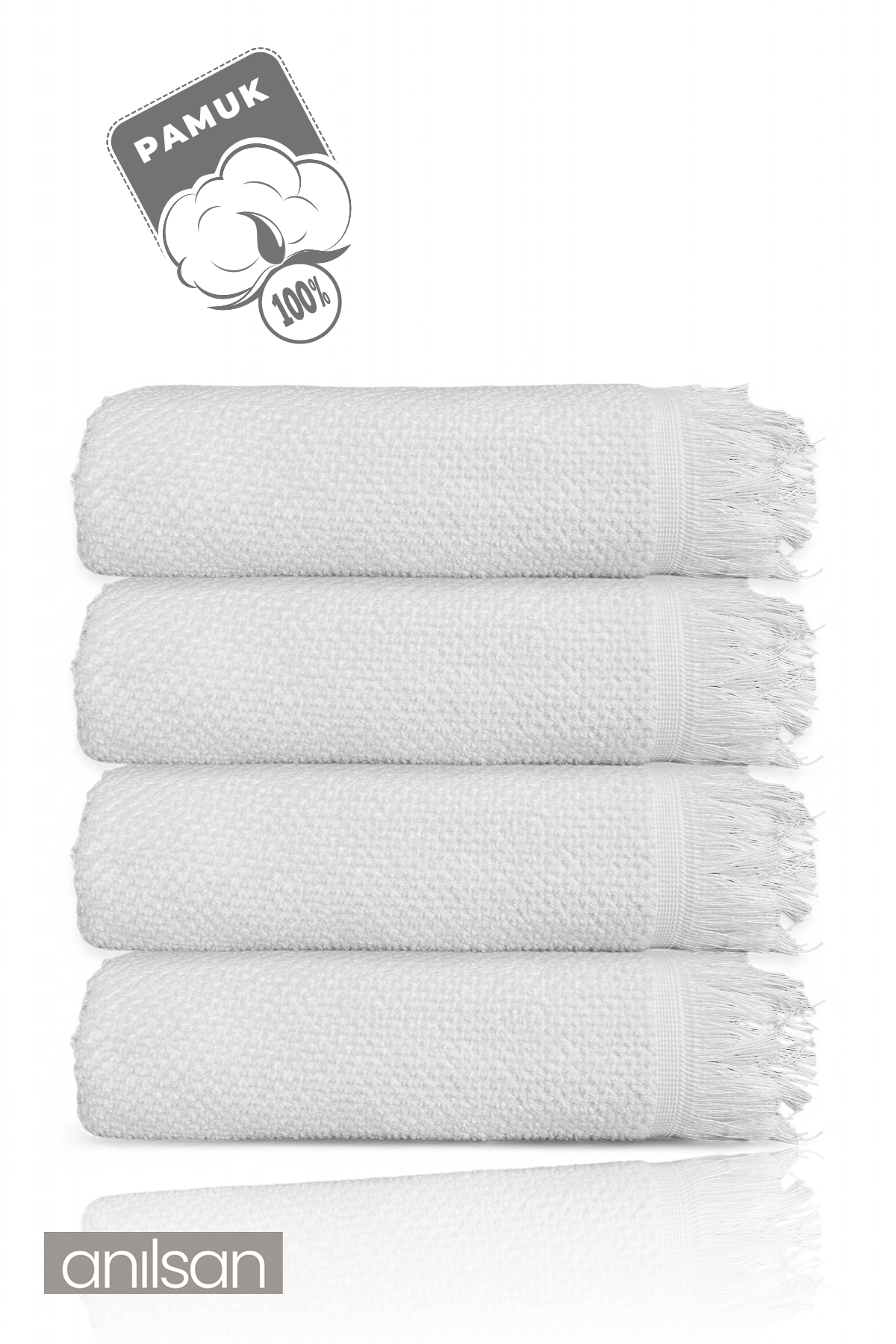 4'lü Beyaz Jelena Banyo Havlusu 70x140 Cm, 490 Gr, %100pamuk, Spa Ve Otel Havlusu Uy