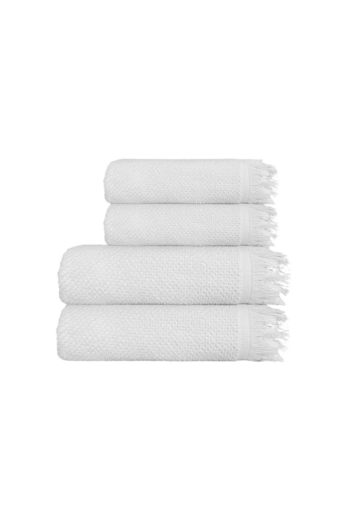 4'lü Beyaz Jelena Havlu Seti %100 Pamuk  - 2 Adet El Havlusu 50x90 ve 2 Adet Banyo Havlusu 70x140