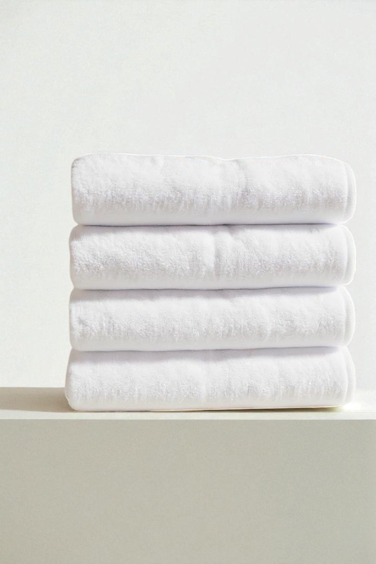 4'lü Düz Beyaz Banyo Havlusu - 90x150 Cm, 650gr, %100pamuk, Spa Ve Otel Havlusu