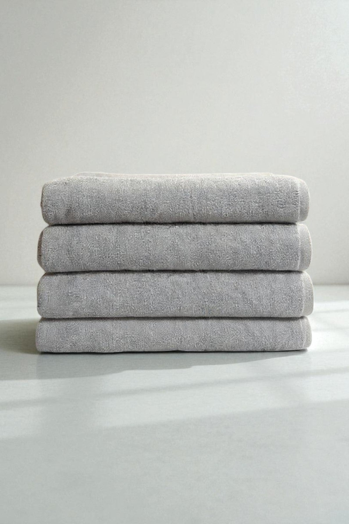 4'lü Düz Gri Büyük Banyo Havlusu - 90x150 Cm, 650gr, %100pamuk, Spa Ve Otel Havlusu