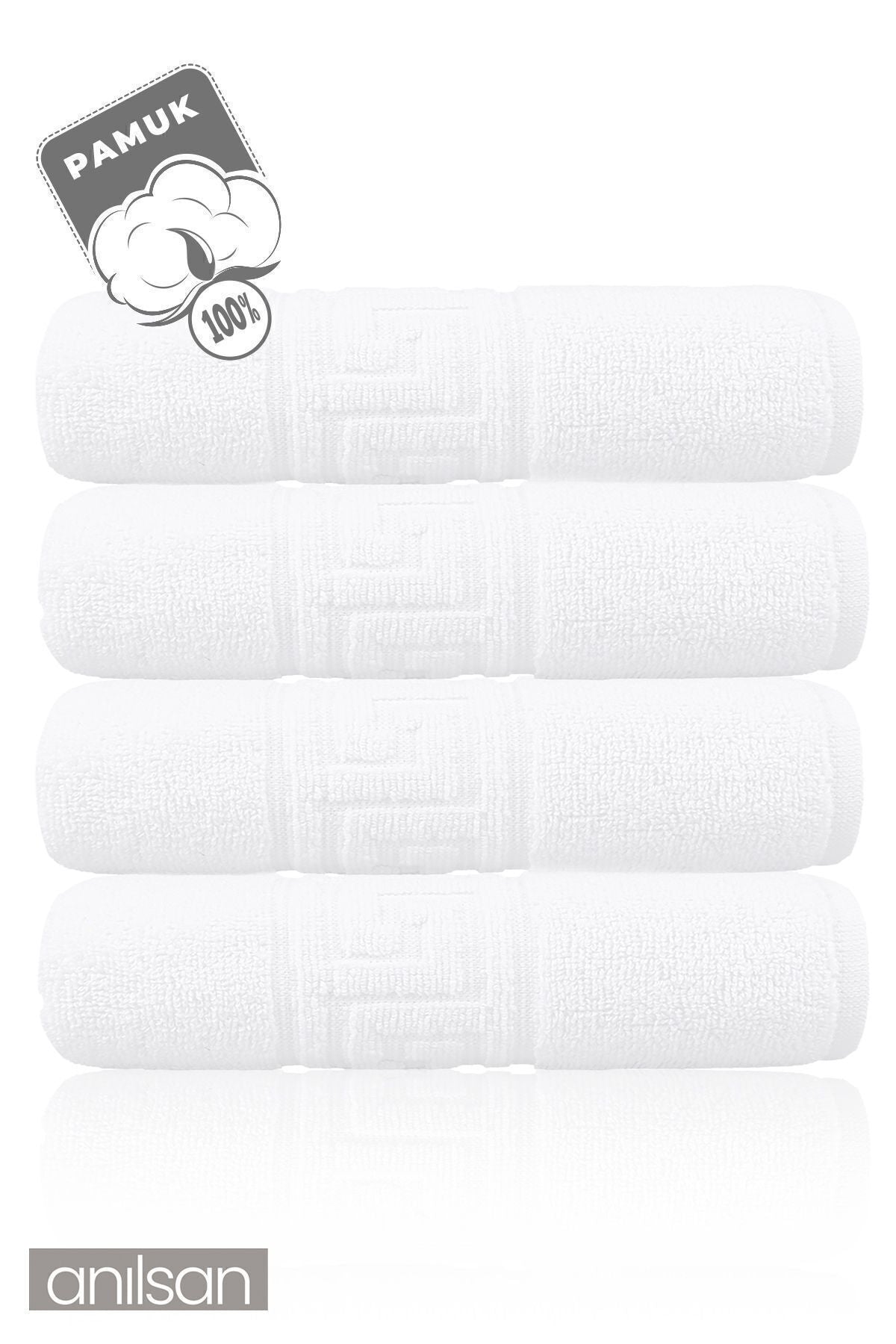 4'lü Greek Beyaz Banyo Havlusu - 70x140 Cm, 490 Gr, %100pamuk, Spa Ve Otel Havlusu