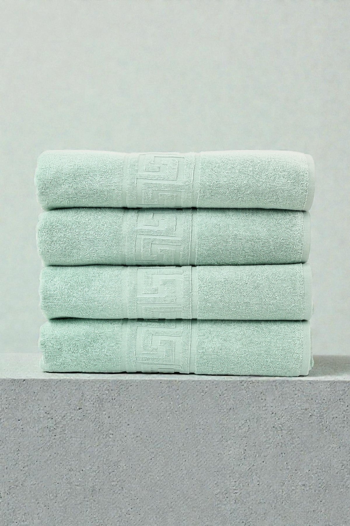 4'lü Greek Mint Yeşili Banyo Havlusu - 70x140 Cm, 490 Gr, %100pamuk, Spa Ve Otel Havlusu