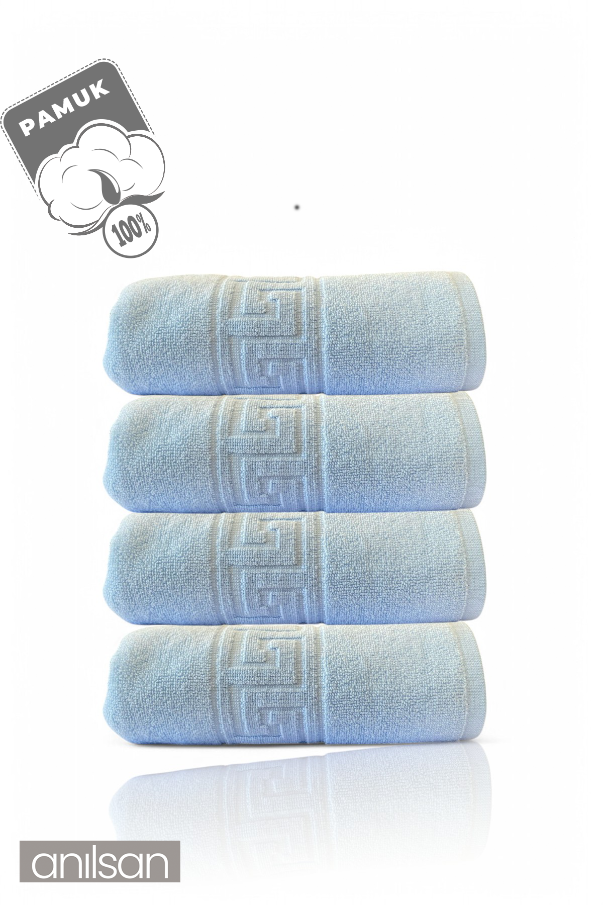 4'lü Greek Mavi Banyo Havlusu - 70x140 Cm, 490 Gr, %100pamuk, Spa Ve Otel Havlusu