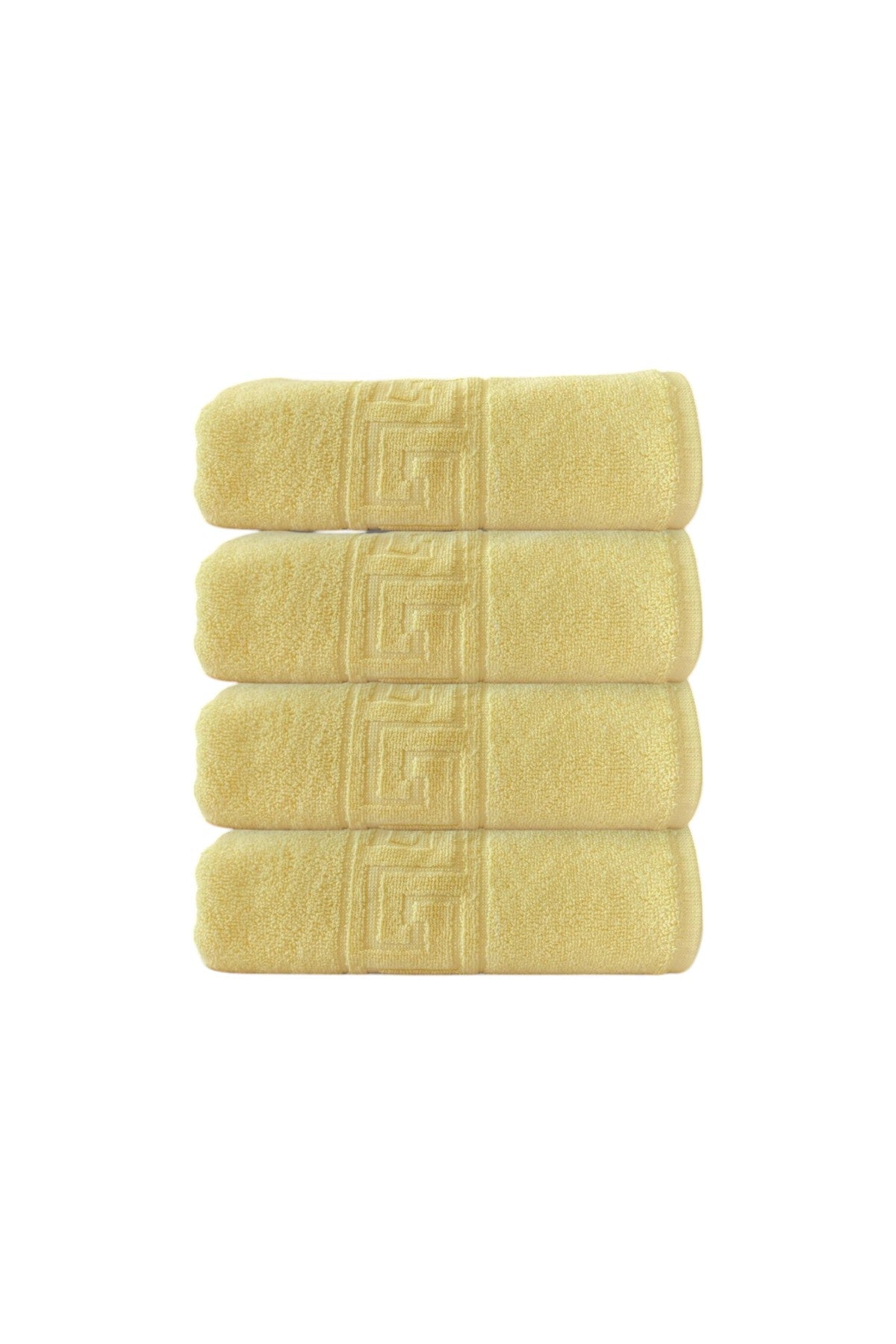 4'lü Greek Sarı Banyo Havlusu - 70x140 Cm, 490 Gr, %100pamuk, Spa Ve Otel Havlusu
