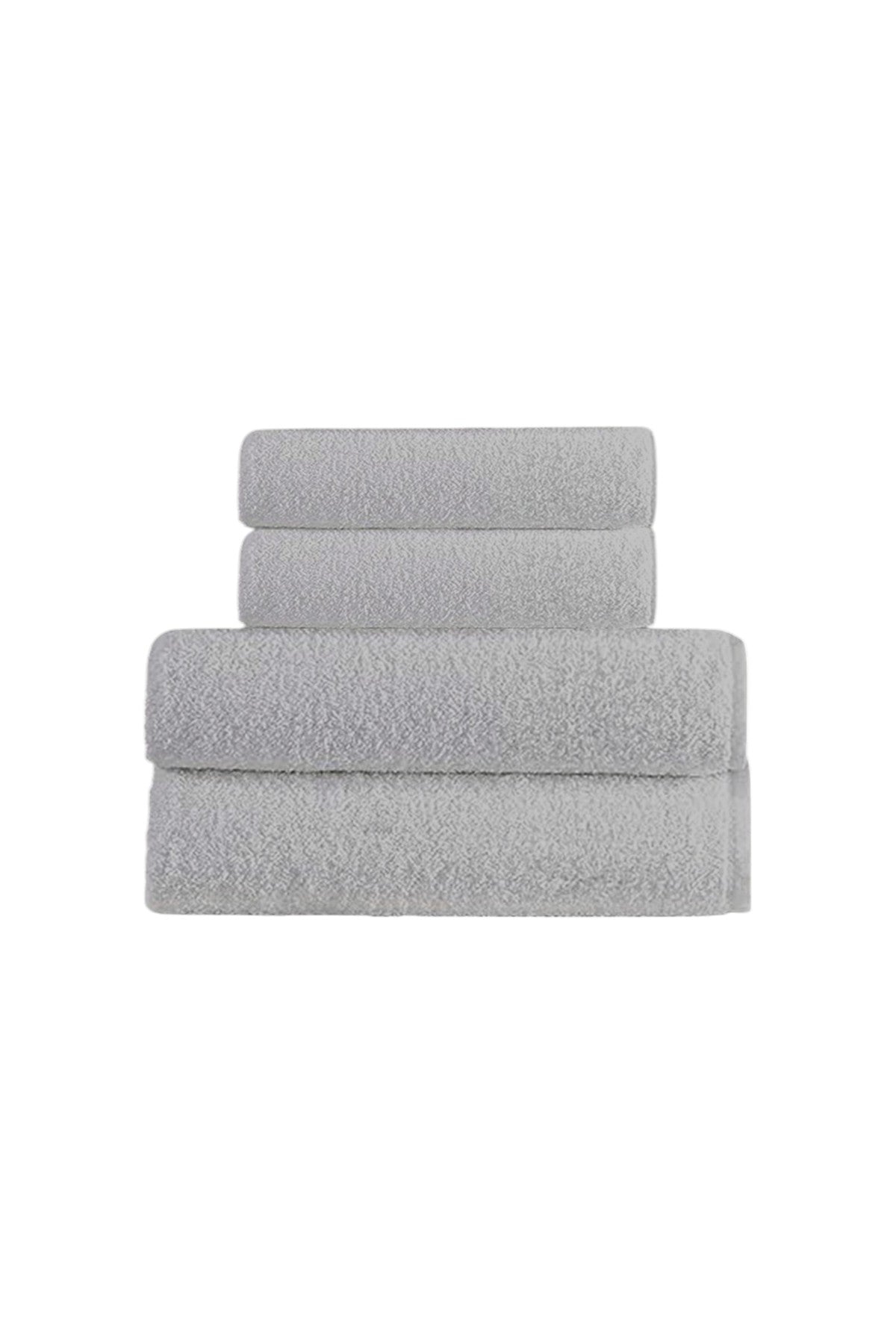 4'lü Düz Gri Havlu Seti %100 Pamuk  - 2 Adet El Havlusu 50x90 ve 2 Adet Banyo Havlusu 70x140