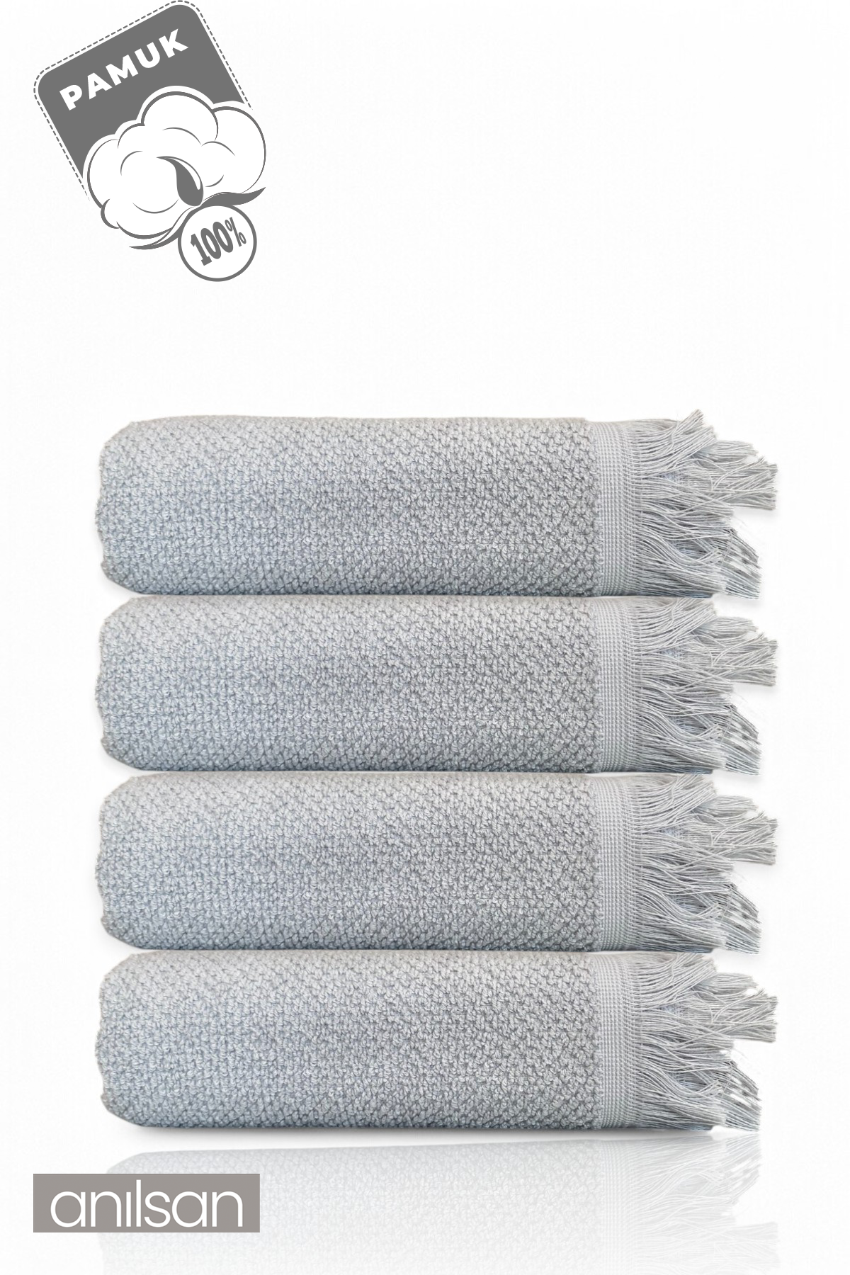 4'lü Gri Jelena Banyo Havlusu 70x140 Cm, 490 Gr, %100pamuk, Spa Ve Otel Havlusu Uy
