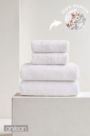 4'lü Düz Beyaz Havlu Set %100 Pamuk - 2 Adet El Havlusu 50x90 ve 2 Adet Banyo Havlusu 70x140