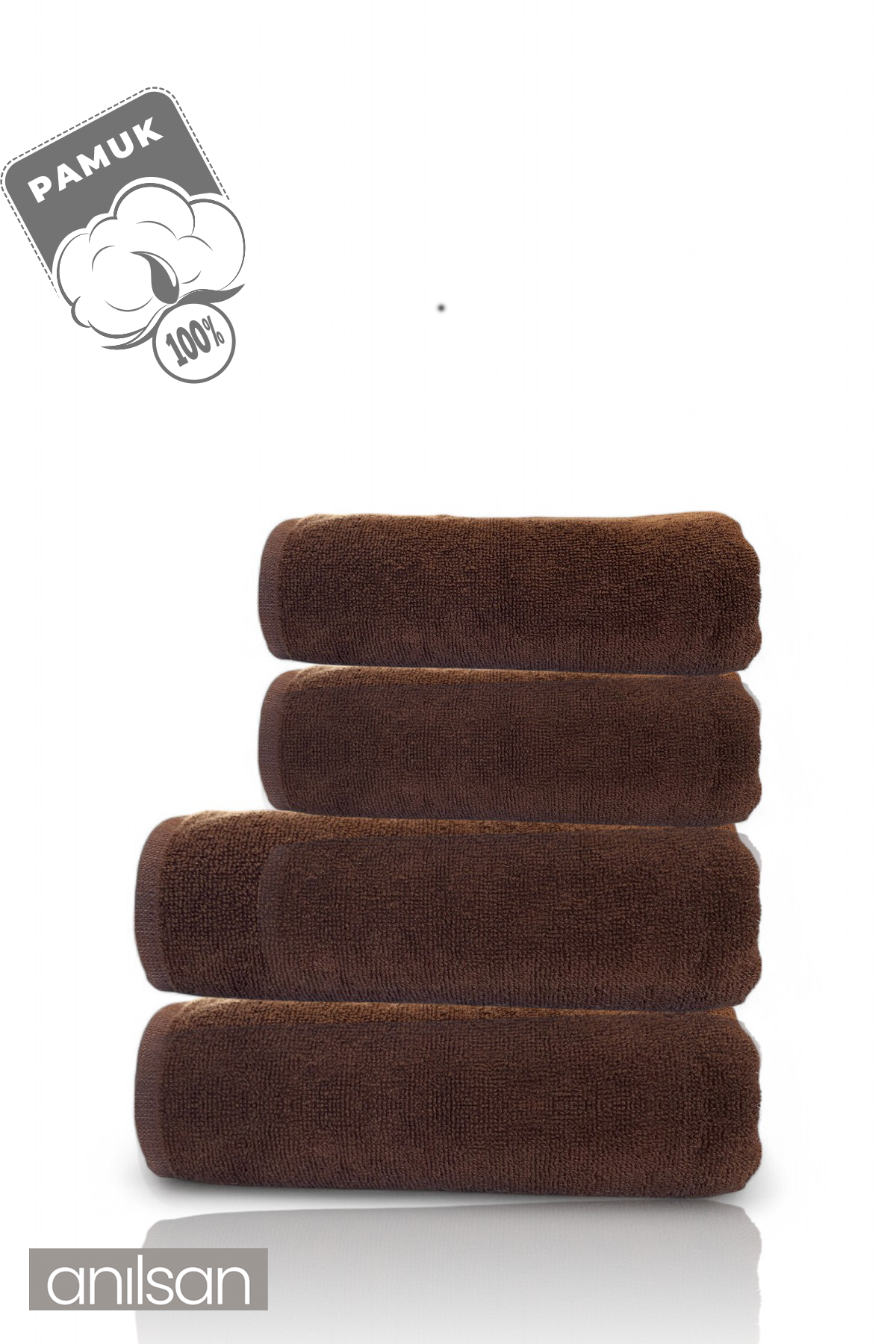 4'lü Kahverengi Havlu Seti %100 Pamuk - 2 Adet El Havlusu 50x90 ve 2 Adet Banyo Havlusu 70x140