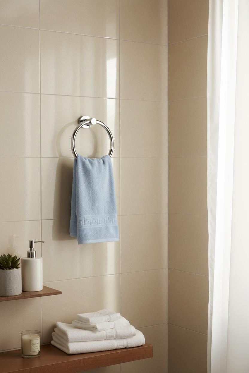 4'lü Mavi Greek Havlu Set %100Pamuk - 2 Adet El Havlusu 50x90 ve 2 Adet Banyo Havlusu 70x140