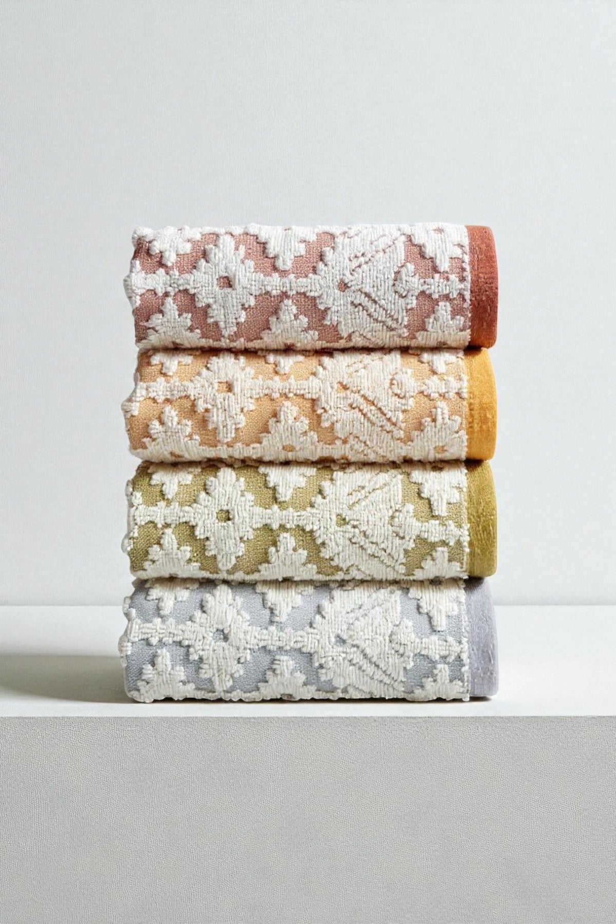 4'lü Karya El Havlusu - 50x80 Cm, 170 Gr, %100 Pamuk, Spa Ve Otel Havlusu