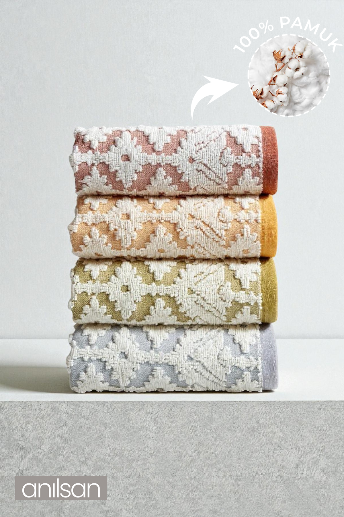 4'lü Karya El Havlusu - 50x80 Cm, 170 Gr, %100 Pamuk, Spa Ve Otel Havlusu