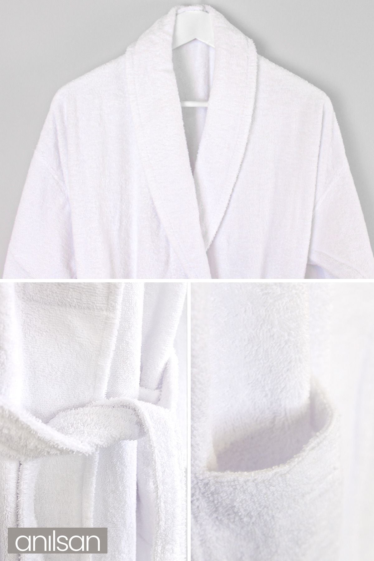 50'li Şalyaka Bornoz Beyaz %100 Pamuk Unisex Spa Için Ideal Kadın/Erkek