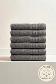 6'lı Antrasit Greek Mini El, Yüz Havlusu 75Gr. - 30x50 Cm, %100 Pamuk, Spa Ve Otel Havlusu