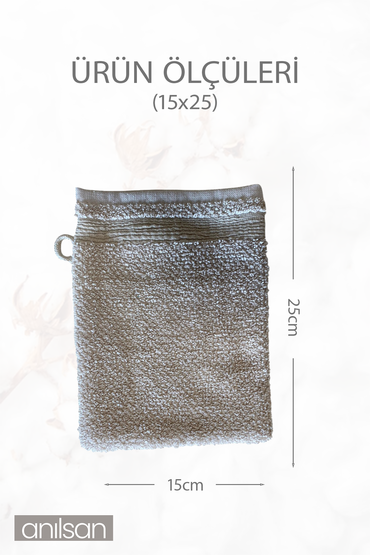 6'lı Havlu Banyo Kesesi Bej %100 Pamuk 15x25 Hamam Kesesi
