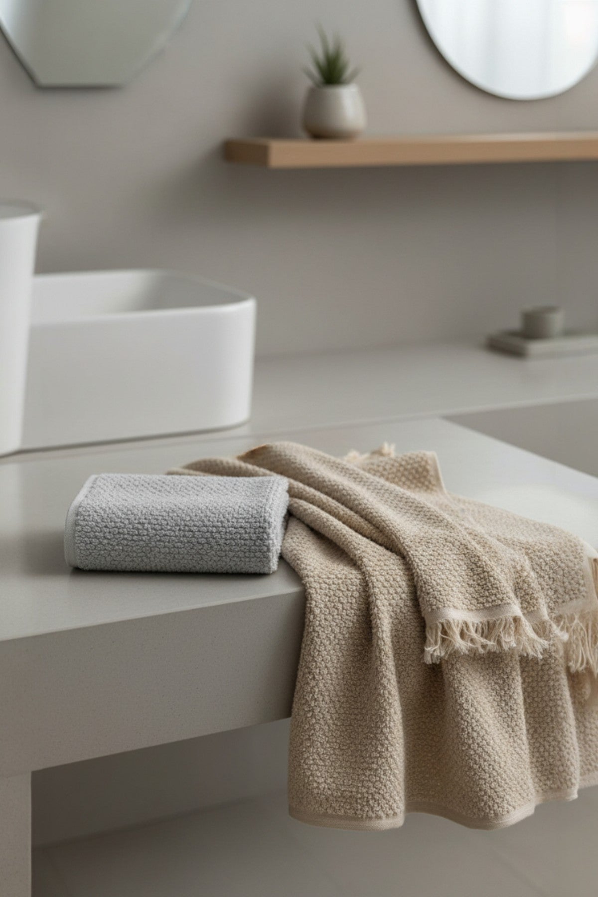 6'lı Bej Jelena El Havlusu - 50x90 Cm, 225 Gr, %100 Pamuk, Spa Ve Otel Havlusu