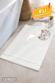 6'lı Düz %100 Pamuk Ayak Havlusu- Beyaz 50x70, 245 Gr