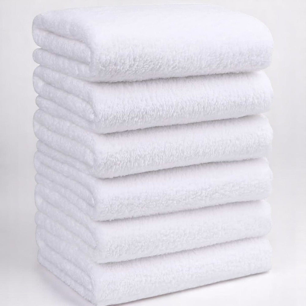 6'lı Beyaz Banyo Havlusu - 70x140 Cm, 490 Gr, %100pamuk, Spa Ve Otel Havlusu