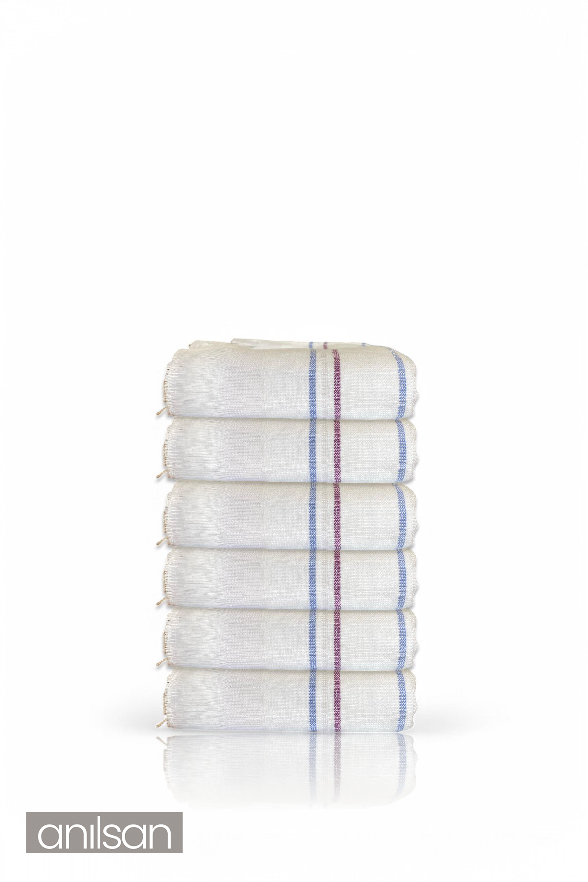 6'lı Beyaz Çizgili Düğün Havlusu 62Gr %100 Pamuk 30x50 cm El ve Yüz Havlusu